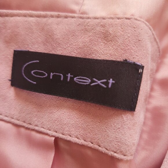Womens Context Pink Suede Blazer Jacket Size S Two-Button Long Sleeve Lined New - Picture 6 of 7